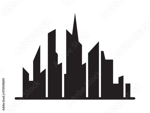  A modern and sleek city skyline with twisting towers that symbolize technological progress,  Bulding Silhouette Icon set Vector Collection, vector illustration eps 10.