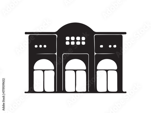 Modern Plaza Icon, Sleek commercial style for urban centers, Bulding Silhouette Icon set Vector Collection, Vector Illustration EPS 10.
