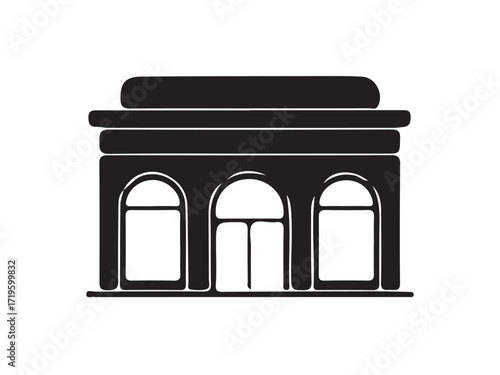 Modern Plaza Icon, Sleek commercial style for urban centers, Bulding Silhouette Icon set Vector Collection, Vector Illustration EPS 10.
