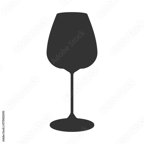 Wide Wine Glass with a stem Hand Drawn Silhouette Sticker Icon Pictogram Minimalistic Design element