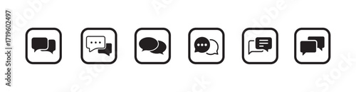 Set of black and white speech bubble icons with chat symbols, flat design,  Talk baloon icons, Chat speech bubble, Vector lllustration EPS 10.