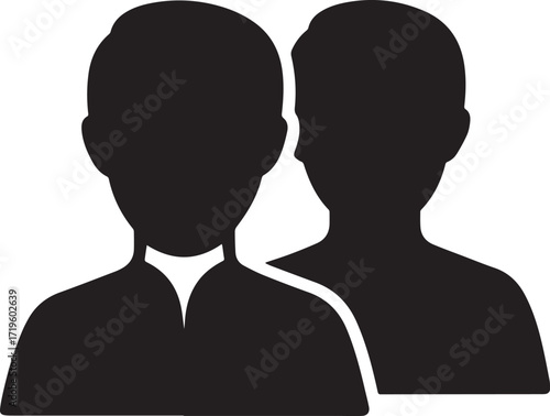 2 Person avatar profile silhouette vector, black and white silhouette vector illustration
