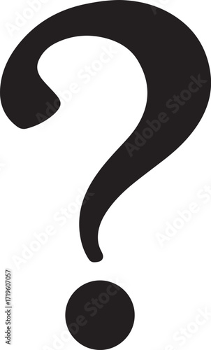 Black question mark symbol punctuation query silhouette vector, black and white silhouette vector illustration