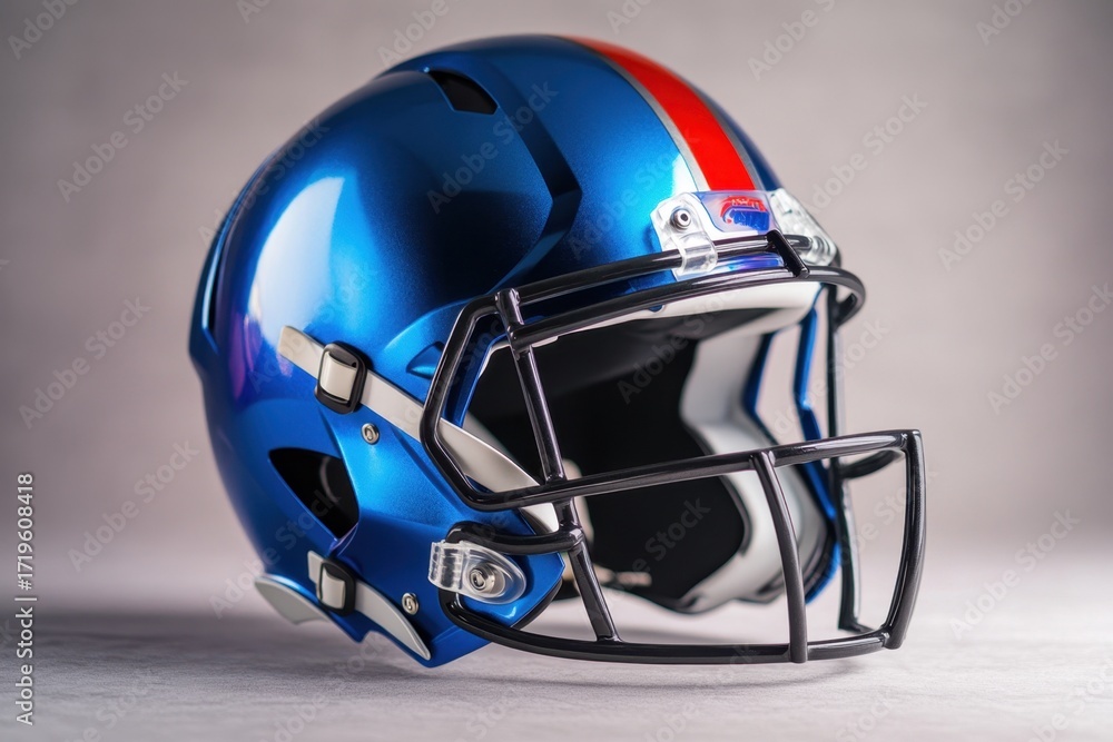 Fototapeta premium Football helmet displayed prominently on a simple background showcasing vibrant colors