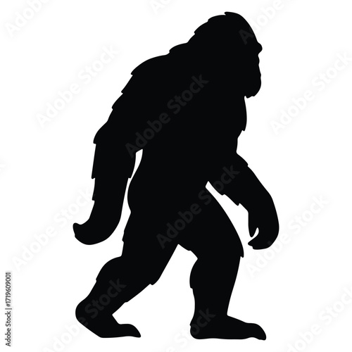 Bigfoot Silhouette Illustration Walking Sasquatch Creature Graphic Icon Mystery Legend