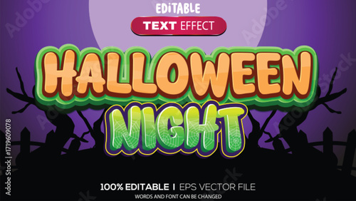 3d text effect halloween night theme