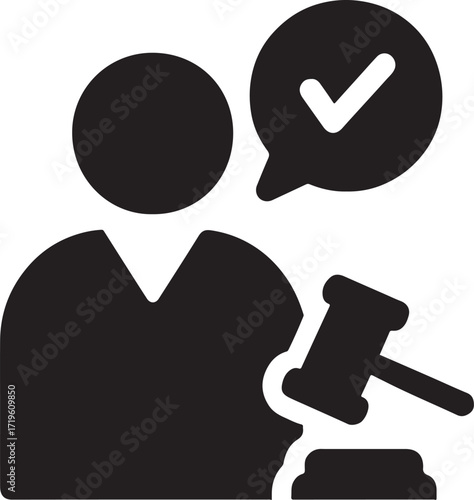 Silhouette of a law verdict icon, perfect for court, justice, legal, and attorney-related designs.