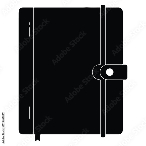 Black journal icon vector illustration for organizer and note taking