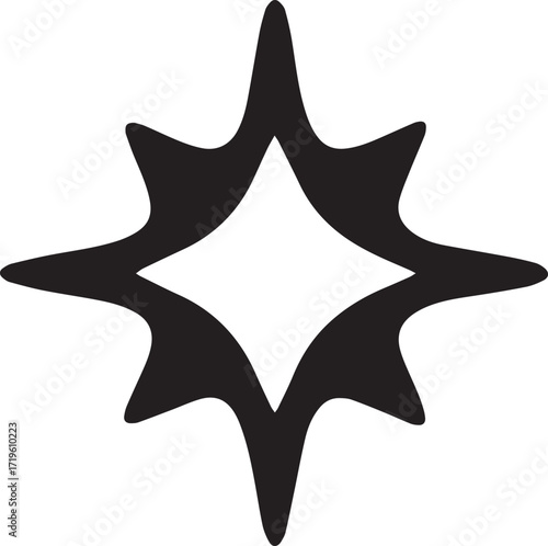 Black Rounded Star Shape simple silhouette vector, black and white silhouette vector illustration