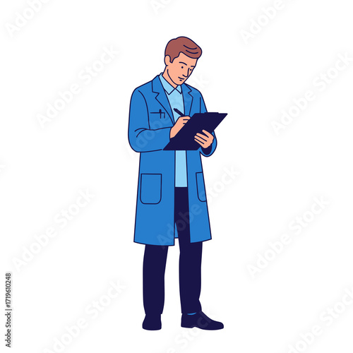 A dedicated scientist takes notes while conducting research. A laboratory coat and notepad in his hand. This scene inspires curiosity and highlights the importance of scientific exploration
