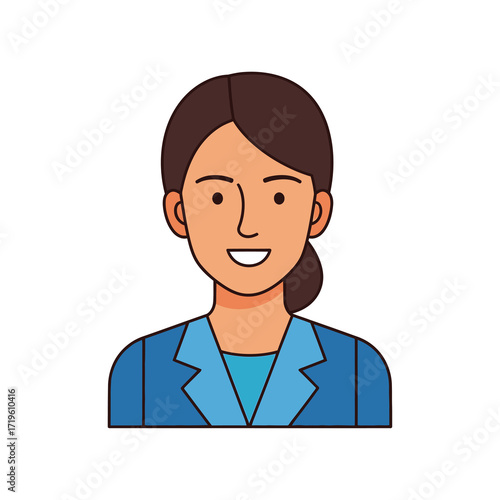 A portrait of a woman smiling happily