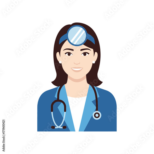 A professional doctor, wearing a stethoscope, ready to give a health check. A friendly looking, illustration of a medical professional