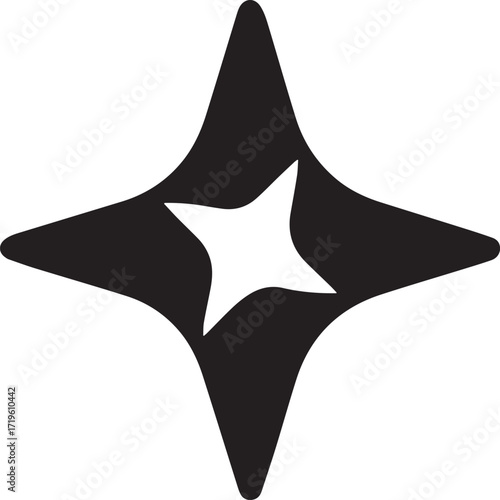 Black Rounded Star Shape simple silhouette vector, black and white silhouette vector illustration