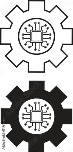 Gear with integrated circuit chip technology modern industrial design
