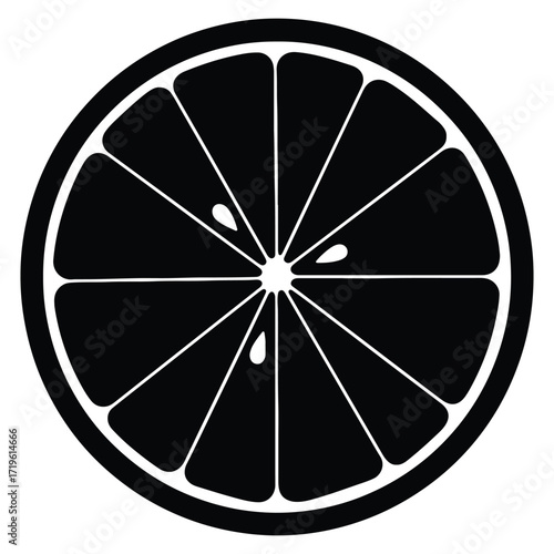 Monochrome citrus fruit slice minimalist graphic illustration food design element