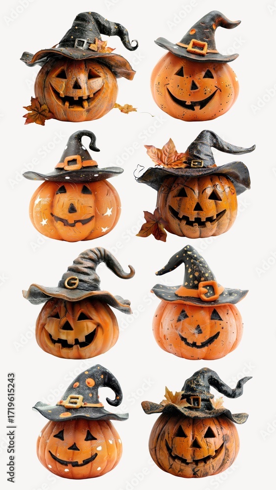 Fototapeta premium Halloween witch pumpkin design element set