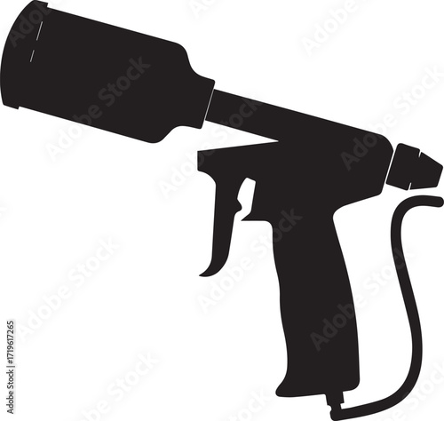 Black airbrush spray gun silhouette vector, black and white silhouette vector illustration