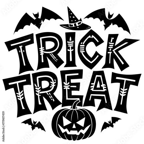 Trick or treat Halloween black vector 