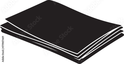 Stacked paper sheets silhouette vector, black and white silhouette vector illustration