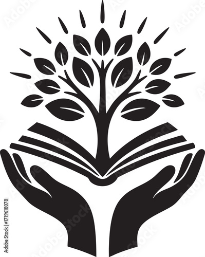 Hands Holding Book with Tree