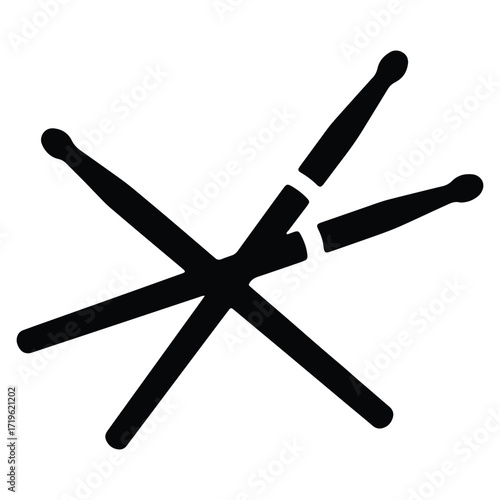 Black and white image of crossed drumsticks for musical concept