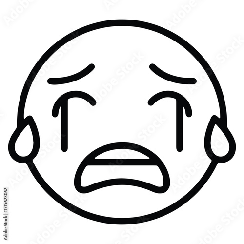 Crying Face Emoji Illustration Graphic Representation of Sadness and Disappointment