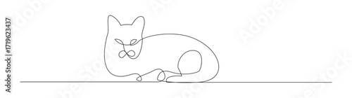 Minimalist Line Art of a Resting Cat