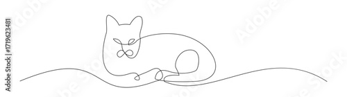 Cat Resting, Continuous Line Art