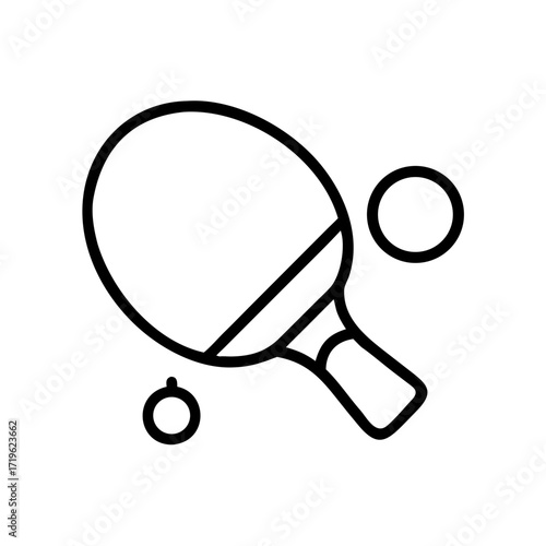 Table tennis paddle and ball outline in minimalistic style  