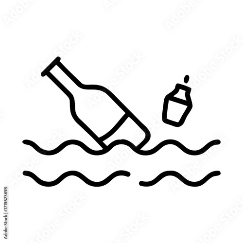 Ocean cleanup concept with bottle and jar floating in water  