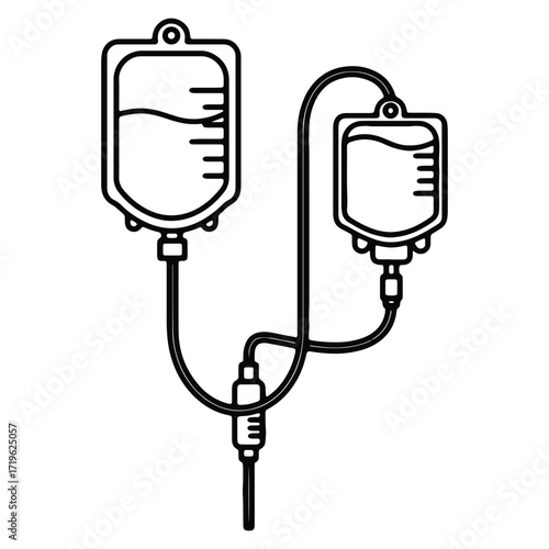 Illustration of intravenous drip for medical treatment outline design