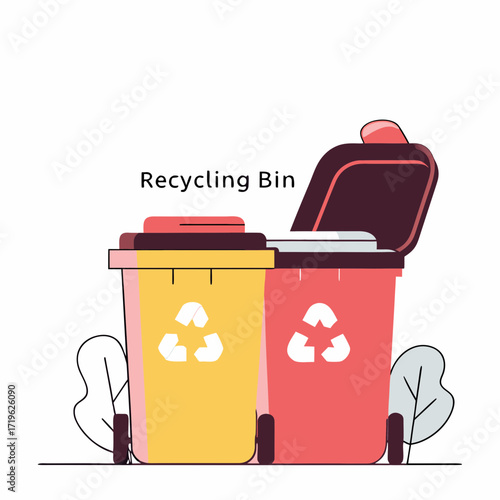 Recycling bins set in a green area encouraging waste separation and environmental responsibility