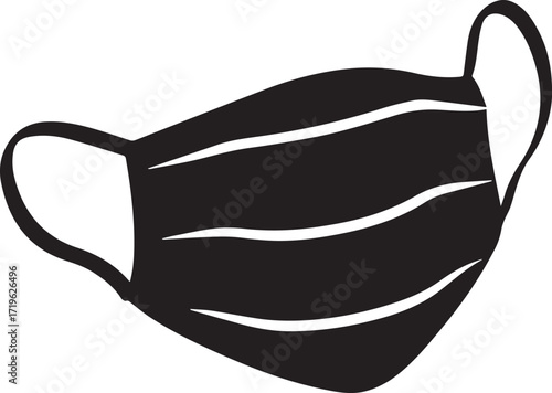 Surgical mask silhouette vector, black and white silhouette vector illustration