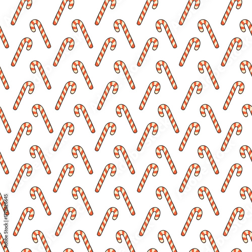 New Years Christmas pattern with red and white candy cane on white background