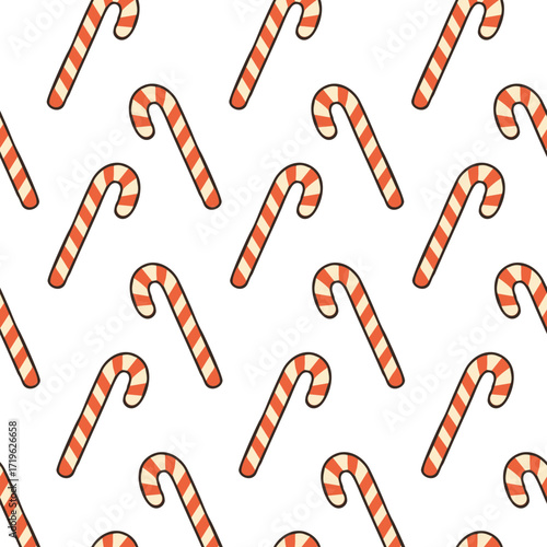 New Years Christmas pattern with red and white candy cane
