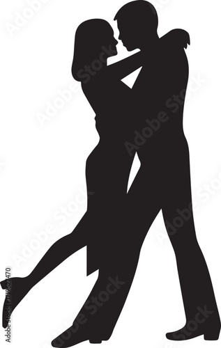 Elegant couple dancing ballroom dancing silhouette vector, black and white silhouette vector illustration
