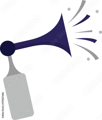 Dark Blue and Grey Stylized Horn Loudspeaker Announcing with Sound Waves.
