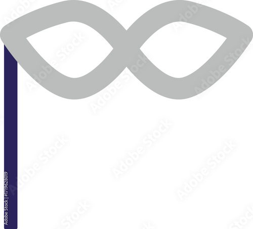 Simple Gray Masquerade Mask on a Dark Blue Stick.
