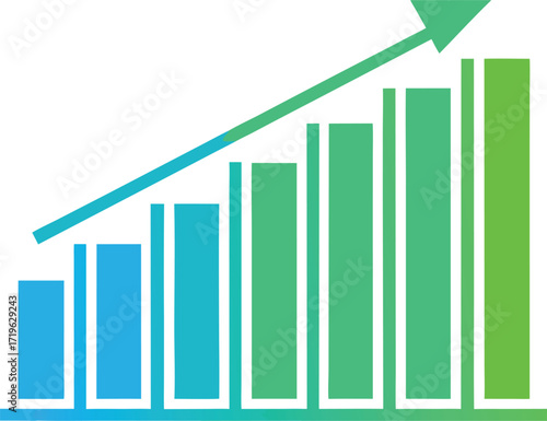 chart growth statistics silhouette illustration, bar graph rising data art
