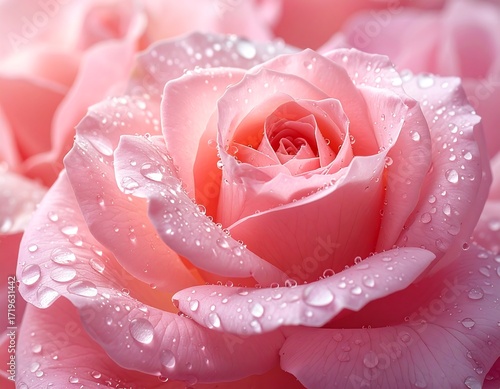Close-up of a delicate pink rose with water droplets (2)