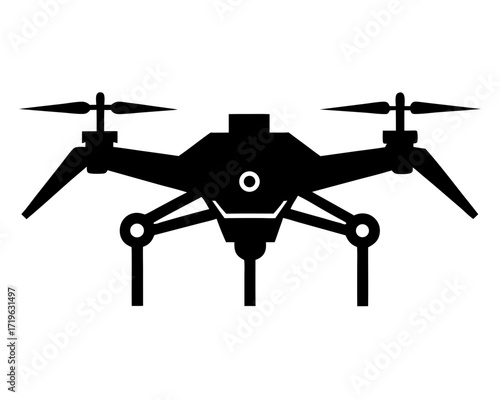 Kamikaze drone black vector silhouette icon for scalable graphics and illustrations