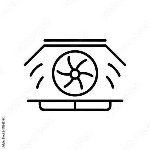 Attic fan icon with airflow representation in minimalist style  