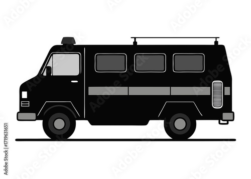 Police armored van vector silhouette scalable illustration icon for security and law enforcement graphics