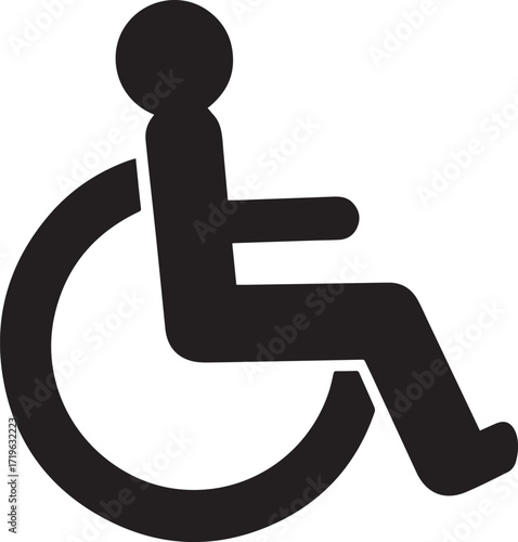 Person in wheelchair symbol mobility accessibility silhouette vector, black and white silhouette vector illustration
