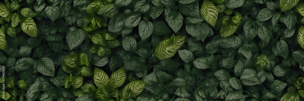 Fototapeta premium Lush Green Heart-Shaped Leaf Pattern on Dense Foliage Wall in Natural Setting