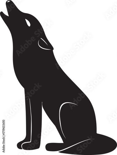 Wolf animal silhouette vector, black and white silhouette vector illustration