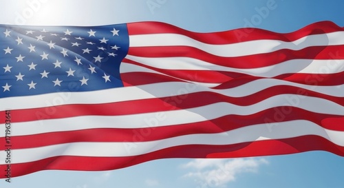 Wallpaper Mural American Flag Waving Proudly in the Bright Sunlight Against a Clear Blue Sky Torontodigital.ca