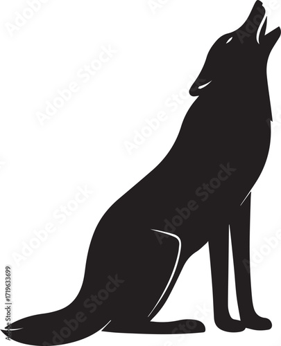 Wolf animal silhouette vector, black and white silhouette vector illustration