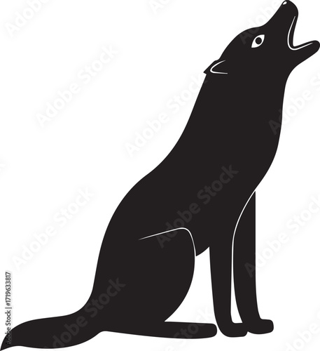 Wolf animal silhouette vector, black and white silhouette vector illustration