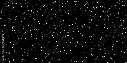 Seamless snowfall texture on black background